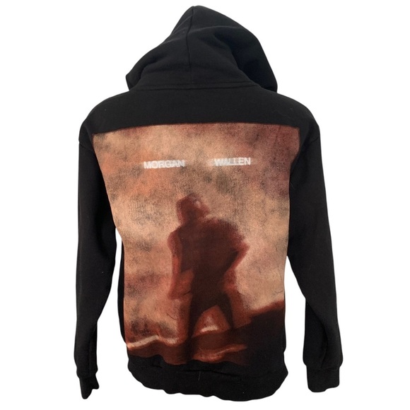Morgan Wallen Official Heavyweight Blur Photo Black Hooded Sweatshirt Sz M - Picture 3 of 10